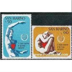 2 عدد تمبر ماه سلامت جهانی - سان مارینو 1972