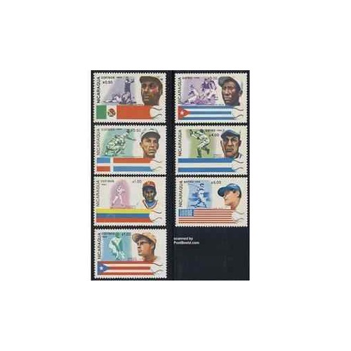 خرید تمبر خارجی - 7 عدد تمبر مسابقات بیسبال - نیکاراگوئه 1984