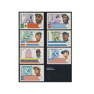 خرید تمبر خارجی - 7 عدد تمبر مسابقات بیسبال - نیکاراگوئه 1984