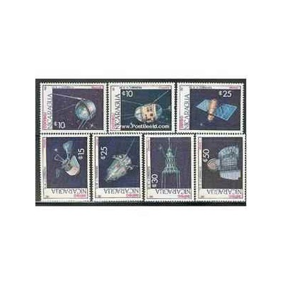 7 عدد تمبر کیهان نوردی - فضا - نیکاراگوئه 1987