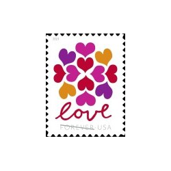 1 عدد تمبر تمبر عشق - شکوفه قلب - خود چسب - آمریکا 2019