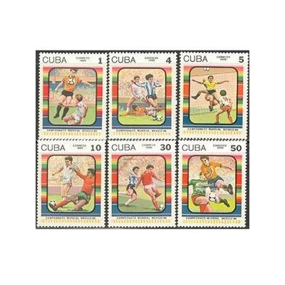 6 عدد تمبر جام جهانی فوتبال مکزیکو - کوبا 1986