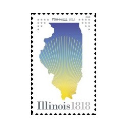 1 عدد تمبر دویستمین سالگرد تاسیس ایالت ایلینوی - خود چسب - آمریکا 2018