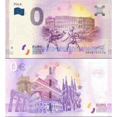 اسکناس صفر یورویی -  یادبود شهر باستانی پولا - کرواسی 2019 - سفارشی