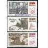 3 عدد تمبر صدمین سال تولد لنین - لهستان 1970 