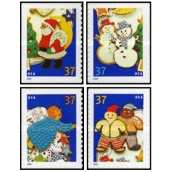 4 عدد تمبر کوکی های کریسمس - خود چسب - آمریکا 2005