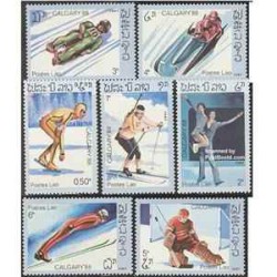 7 عدد تمبر المپیک زمستانی کالگاری - لائوس 1987