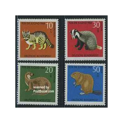 4 عدد تمبر جوانان - حیوانات - جمهوری فدرال آلمان 1968