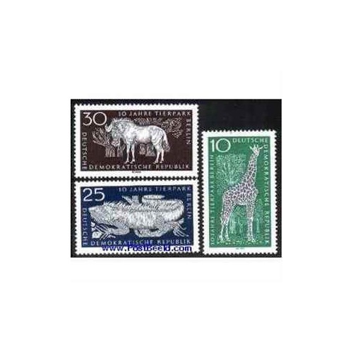 3 عدد تمبر باغ وحش برلین - جمهوزی دموکراتیک آلمان 1965