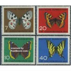 4 عدد تمبر جوانان - پروانه ها - جمهوری فدرال آلمان 1962