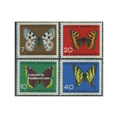 4 عدد تمبر جوانان - پروانه ها - جمهوری فدرال آلمان 1962