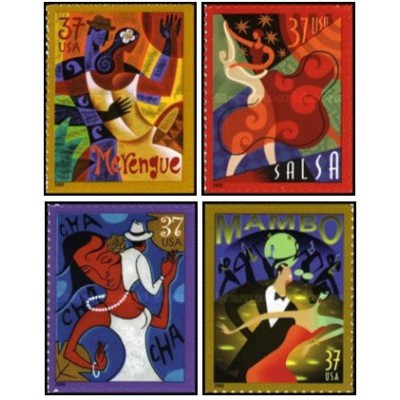 4 عدد تمبر بیایید برقصیم - خود چسب - آمریکا 2005