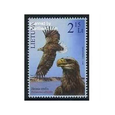 1 عدد تمبر کتاب قرمز - تمبر عقاب دم سفید دریائی - لیتوانی 2011 