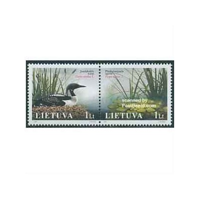 2 عدد تمبر کتاب قرمز - پرندگان - لیتوانی 2005 