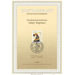 برگه اولین روز انتشار تمبر مری ویگمن - رقصنده - جمهوری فدرال آلمان 1986