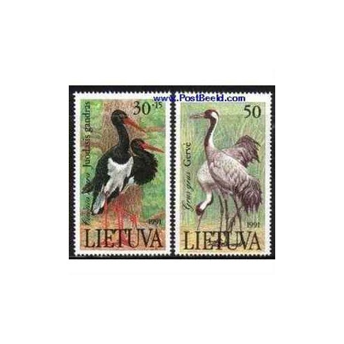 2 عدد تمبر پرندگان - لیتوانی 1991 