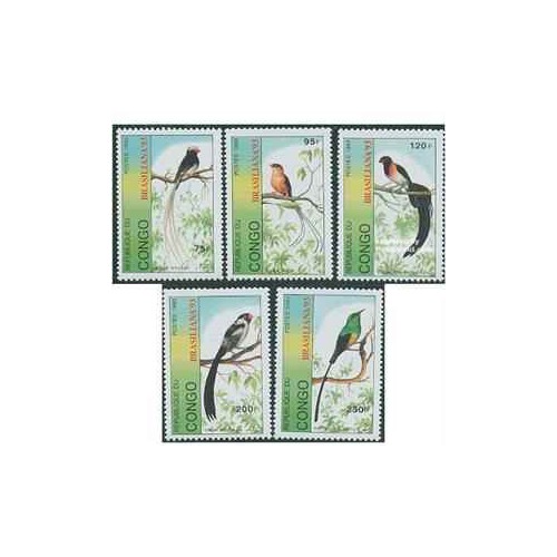 5 عدد تمبر پرندگان برزیلی - کنگو 1993 