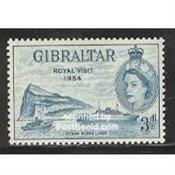 1 عدد تمبر بازدید سلطنتی - جبل الطارق 1954 