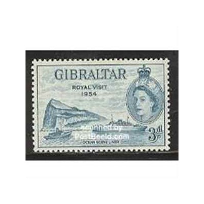 1 عدد تمبر بازدید سلطنتی - جبل الطارق 1954 