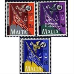  3 عدد تمبر بیست و پنجمین سال تاسیس سازمان ملل - مالت 1970 