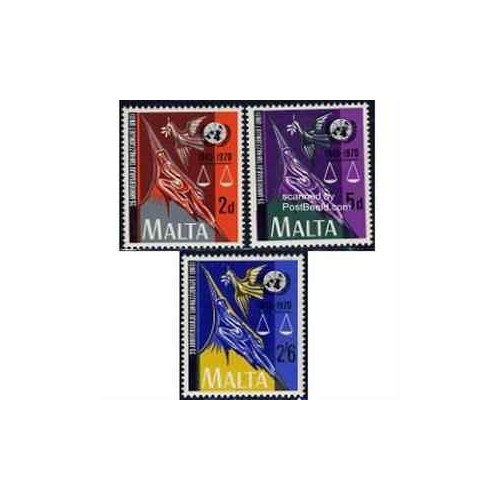 3 عدد تمبر بیست و پنجمین سال تاسیس سازمان ملل - مالت 1970 3 عدد تمبر بیست و پنجمین سال تاسیس سازمان ملل - مالت 1970
