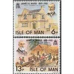 2 عدد تمبر جیمز وارد - تاجر الوار و سیاستمدار - جزیره من 1978 