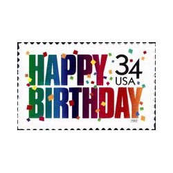 1 عدد تمبر تولدت مبارک - خود چسب - آمریکا 2002
