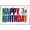 1 عدد تمبر تولدت مبارک - خود چسب - آمریکا 2002