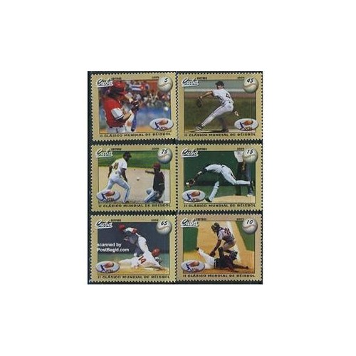 6 عدد تمبر  بیسبال - کوبا 2009