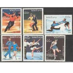 6 عدد تمبر المپیک زمستانی آلبرتویل - لائوس 1989 