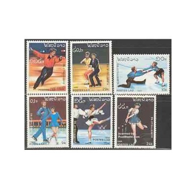 6 عدد تمبر المپیک زمستانی آلبرتویل - لائوس 1989 