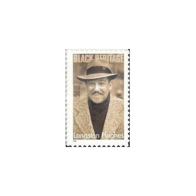 1 عدد تمبر میراث سیاه - لنگستون هیوز - نویسنده - خود چسب - آمریکا 2002