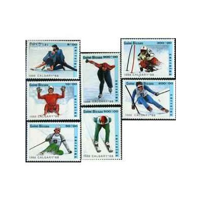 7 عدد تمبر المپیک زمستانی کالگاری - گینه بیسائو 1988 