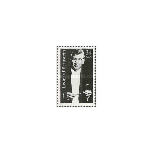 1 عدد تمبر یادبود رلئونارد برنشتاین - رهبر ارکستر - آمریکا 2001