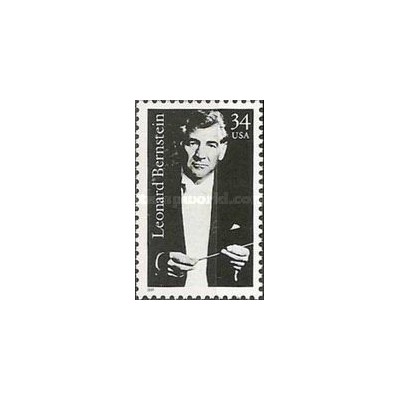1 عدد تمبر یادبود رلئونارد برنشتاین - رهبر ارکستر - آمریکا 2001