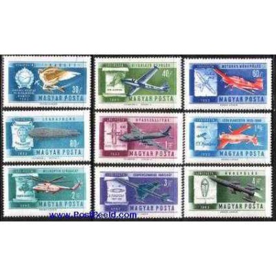 9 عدد تمبر تاریخ هوانوردی - مجارستان 1962