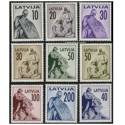 9 عدد تمبر آثار تاریخی - مجسمه ها - لتونی 1992