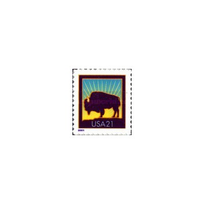 1 عدد تمبر سری پستی - گاومیش کوهان دار آمریکایی - خود چسب - آمریکا 2001