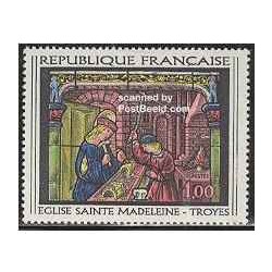 1 عدد تمبر شیشه کاری اثر تروی - فرانسه 1967