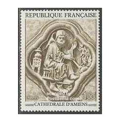1 عدد تمبر حجاری کلیسای جامع آمین - فرانسه 1969