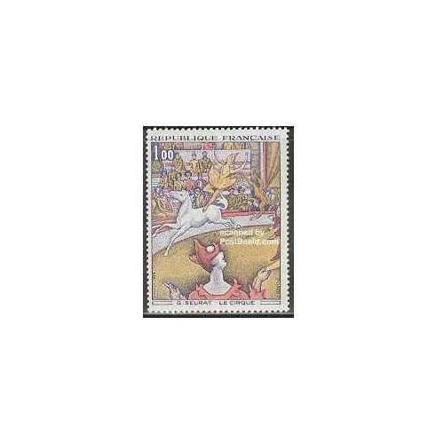 1 عدد تمبر تابلو نقاشی سیرک اثر سورات - فرانسه 1969