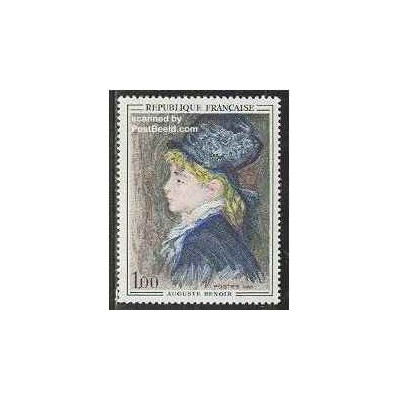 1 عدد تمبر تابلو اثر رنویر - فرانسه 1968