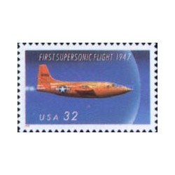 1 عدد تمبر پنجاهمین سالگرد اولین پرواز مافوق صوت - خود چسبب - آمریکا 1997