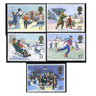 5 عدد تمبر کریستمس - انگلیس 1990