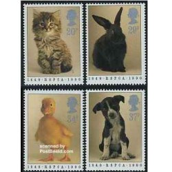 4 عدد تمبر حیوانات - انگلیس 1990