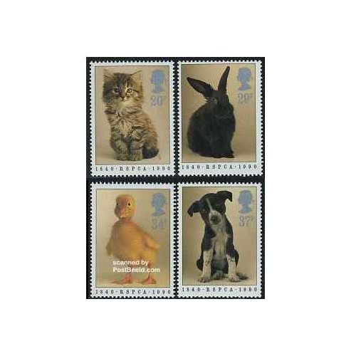 4 عدد تمبر حیوانات - انگلیس 1990