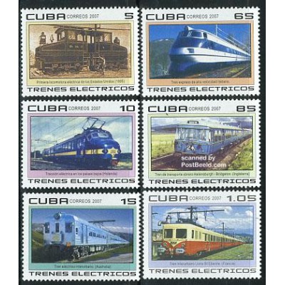 6 عدد تمبر قطارهای برقی - کوبا 2007 