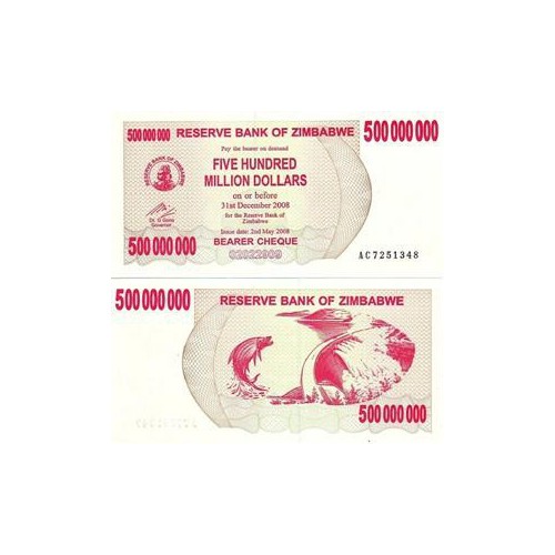 اسکناس پانصدمیلیون دلاری - زیمباوه 2008