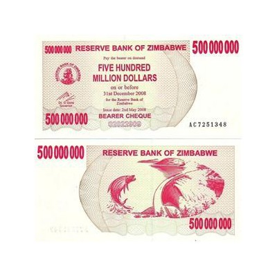اسکناس پانصدمیلیون دلاری - زیمباوه 2008