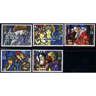 5 عدد تمبر کریستمس - انگلیس 1992